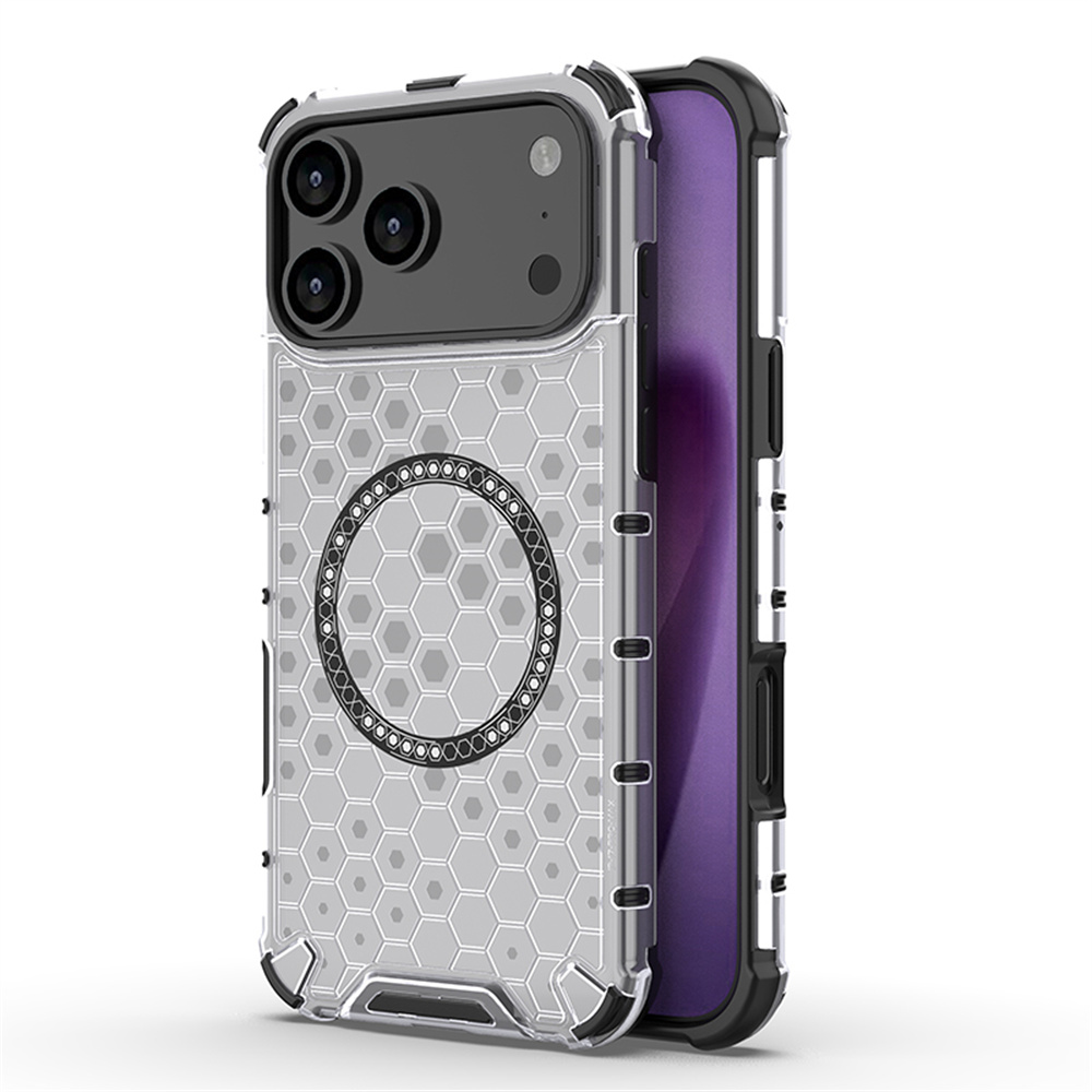 Clear Shockproof Bumper Case - Роскошный прозрачный магнитный чехол-панцирь с сотовой